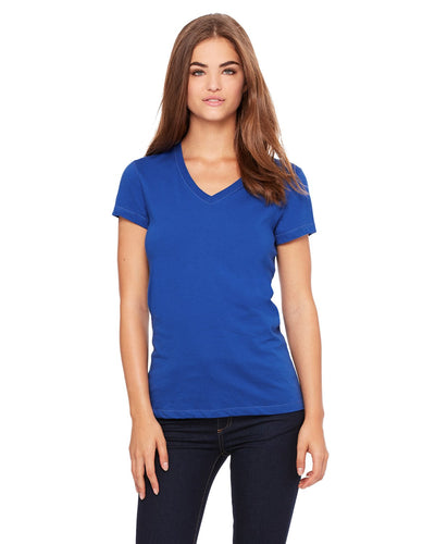 bella + canvas ladies jersey short sleeve v-neck t-shirt b6005 true royal