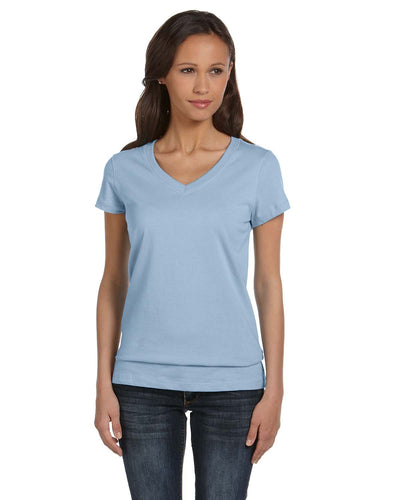 bella + canvas ladies jersey short sleeve v-neck t-shirt b6005 baby blue