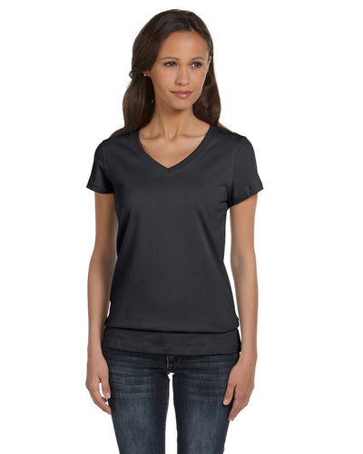 bella + canvas ladies jersey short sleeve v-neck t-shirt b6005 dk gry heather