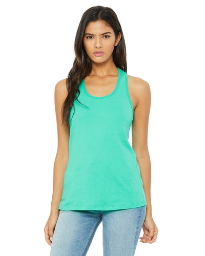 bella + canvas ladies jersey racerback tank b6008 teal