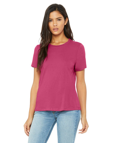 bella + canvas ladies relaxed jersey short sleeve t-shirt b6400 berry