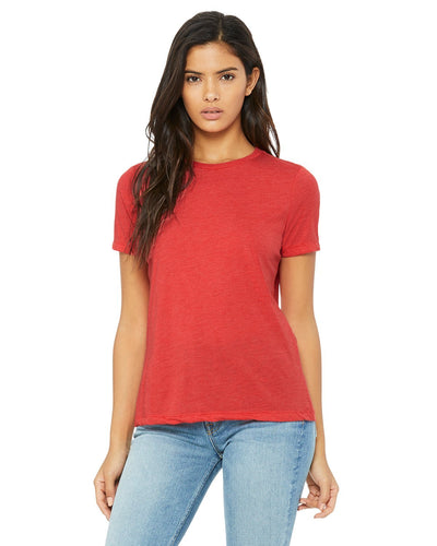 bella + canvas ladies relaxed jersey short sleeve t-shirt b6400 red triblend