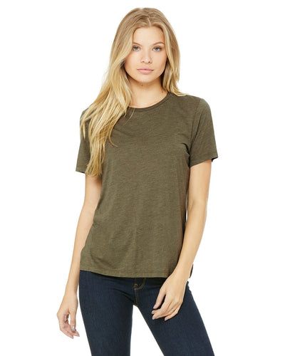 bella + canvas ladies relaxed jersey short sleeve t-shirt b6400 olive triblend