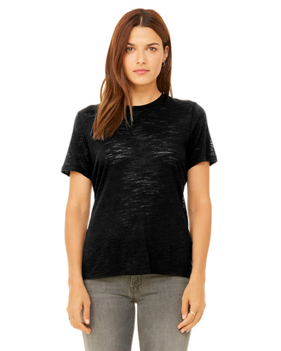 bella + canvas ladies relaxed jersey short sleeve t-shirt b6400 solid black slub