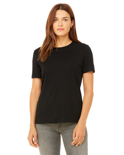 bella + canvas ladies relaxed jersey short sleeve t-shirt b6400 solid blk trblnd