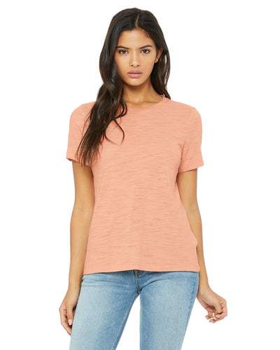 bella + canvas ladies relaxed jersey short sleeve t-shirt b6400 peach slub
