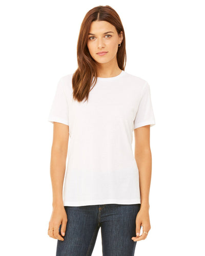 bella + canvas ladies relaxed jersey short sleeve t-shirt b6400 solid wht trblnd