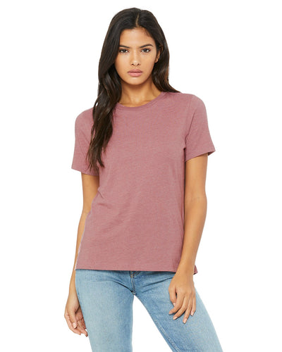 bella + canvas ladies relaxed jersey short sleeve t-shirt b6400 heather mauve