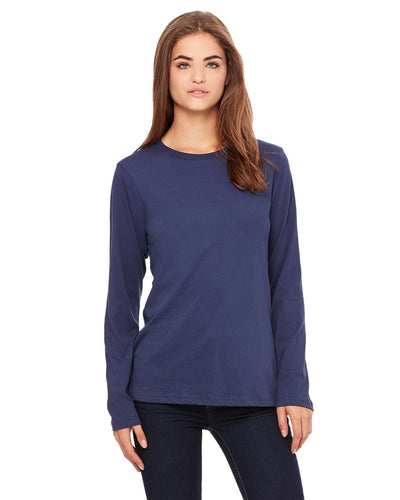 bella + canvas ladies relaxed jersey long sleeve t-shirt b6450 navy