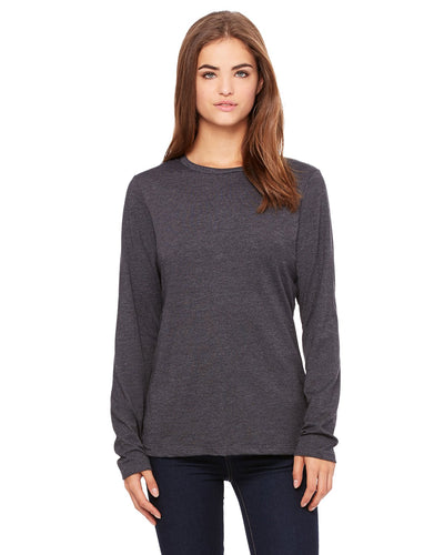 bella + canvas ladies relaxed jersey long sleeve t-shirt b6450 drk grey heather