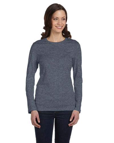 bella + canvas ladies jersey long sleeve t-shirt b6500 deep heather