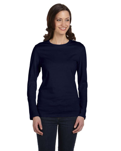 bella + canvas ladies jersey long sleeve t-shirt b6500 navy