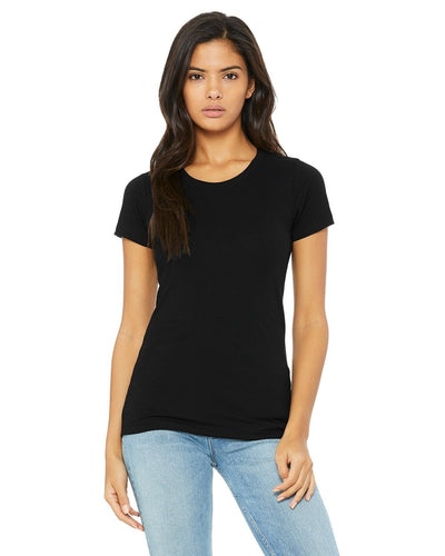 bella + canvas ladies triblend short sleeve t-shirt b8413 solid blk trblnd