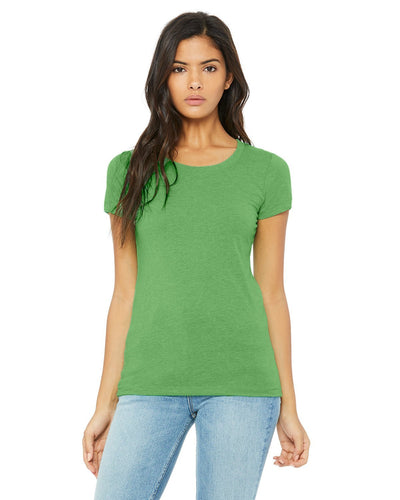 bella + canvas ladies triblend short sleeve t-shirt b8413 green trblnd new