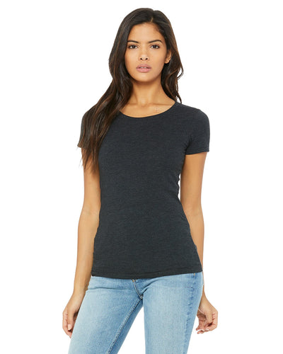 bella + canvas ladies triblend short sleeve t-shirt b8413 char-black trib