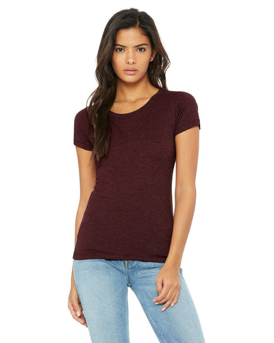 bella + canvas ladies triblend short sleeve t-shirt b8413 maroon triblend