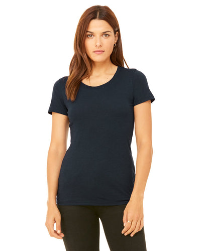 bella + canvas ladies triblend short sleeve t-shirt b8413 solid navy trbln