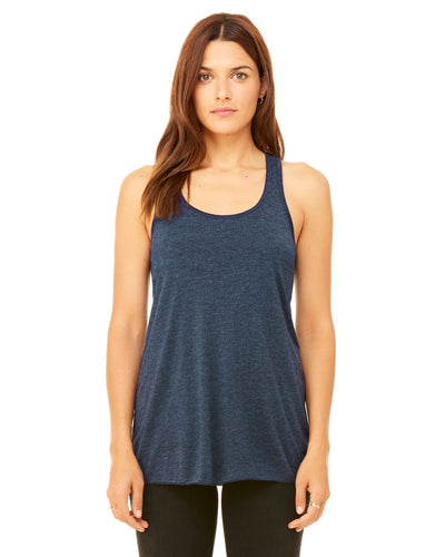bella + canvas ladies flowy racerback tank b8800 heather navy