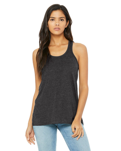 bella + canvas ladies flowy racerback tank b8800 drk grey heather