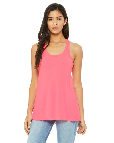 bella + canvas ladies flowy racerback tank b8800 neon pink