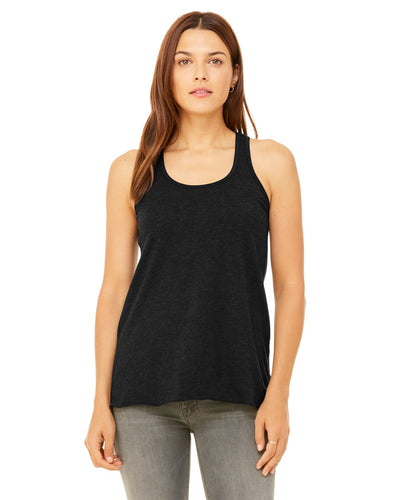 bella + canvas ladies flowy racerback tank b8800 black heather