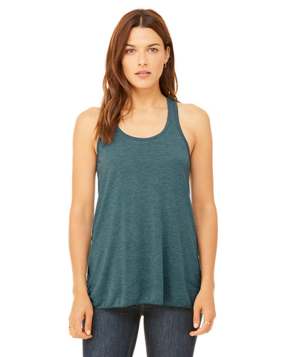 bella + canvas ladies flowy racerback tank b8800 hthr deep teal