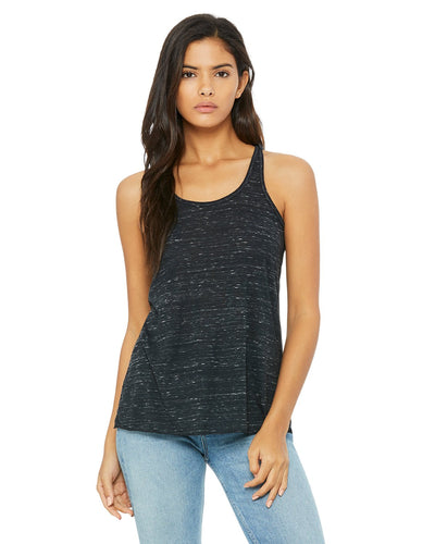 bella + canvas ladies flowy racerback tank b8800 black marble