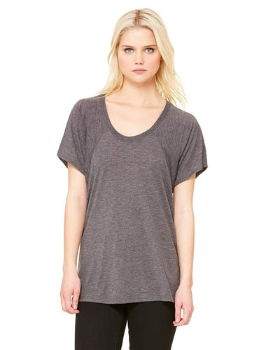 bella + canvas ladies flowy raglan t-shirt b8801 drk grey heather