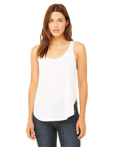 bella + canvas ladies flowy side slit tank b8802 white