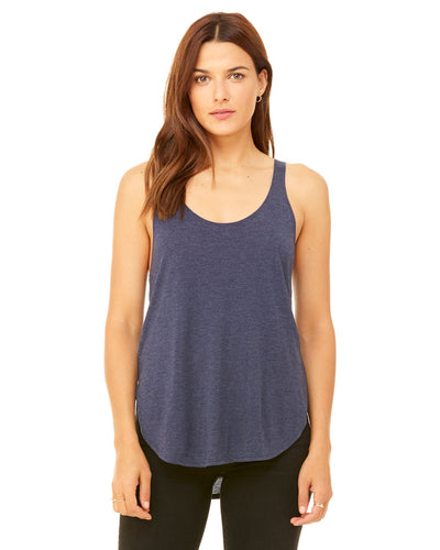 bella + canvas ladies flowy side slit tank b8802 heather navy