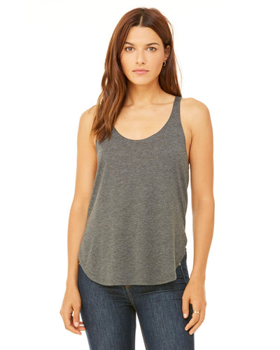 bella + canvas ladies flowy side slit tank b8802 dark grey heathr