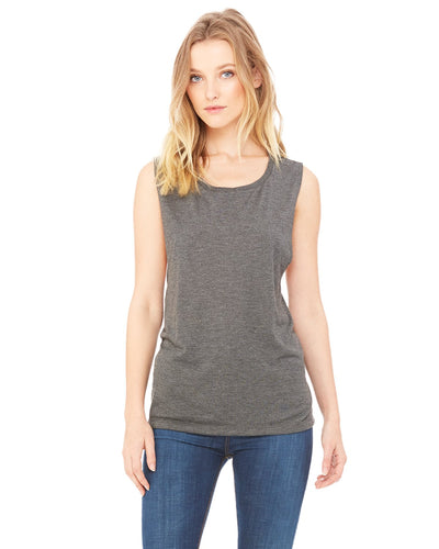 bella + canvas ladies flowy scoop muscle tank b8803 dark gry heather
