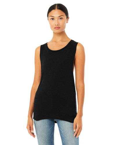 bella + canvas ladies flowy scoop muscle tank b8803 black heather