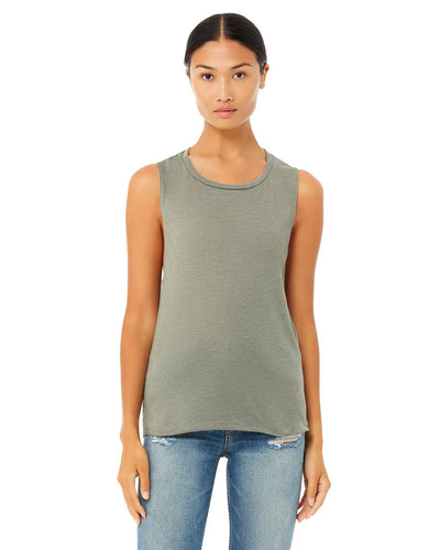 bella + canvas ladies flowy scoop muscle tank b8803 heather stone