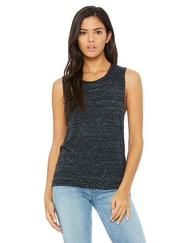 bella + canvas ladies flowy scoop muscle tank b8803 black marble