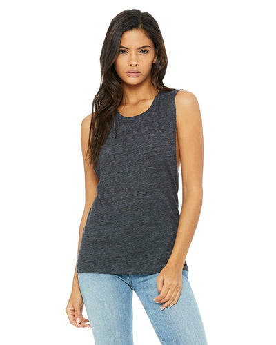 bella + canvas ladies flowy scoop muscle tank b8803 chrcl blk slub