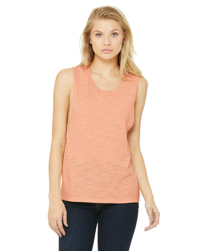 bella + canvas ladies flowy scoop muscle tank b8803 peach slub