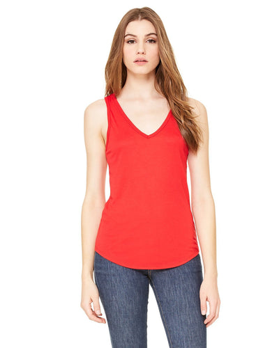 bella + canvas ladies flowy v-neck tank b8805 red