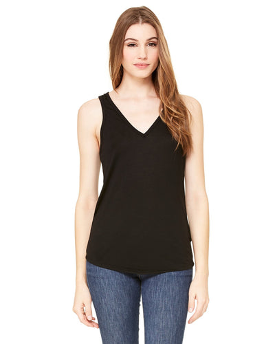 bella + canvas ladies flowy v-neck tank b8805 black