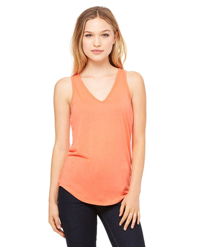 bella + canvas ladies flowy v-neck tank b8805 coral