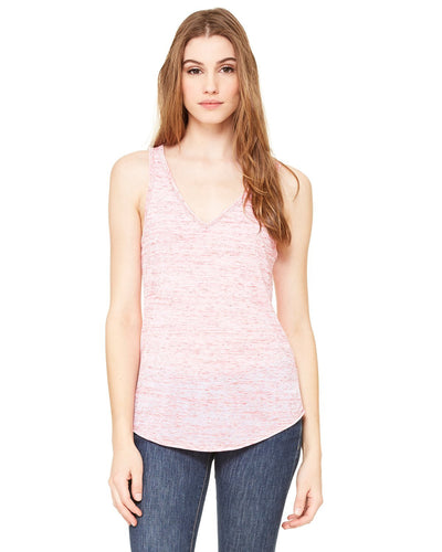 bella + canvas ladies flowy v-neck tank b8805 red marble