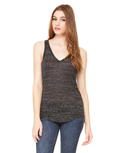 bella + canvas ladies flowy v-neck tank b8805 black marble