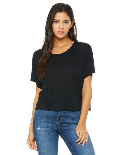bella + canvas ladies flowy boxy t-shirt b8881 black