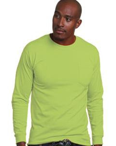 Bayside Adult Adult Long-Sleeve Tee with Pocket BA1730 LIME GREEN