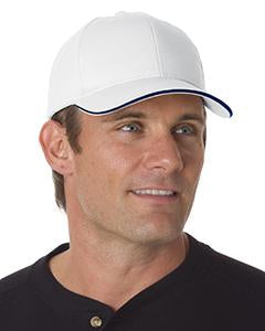 bayside_ba3621_white/ navy_company_logo_headwear