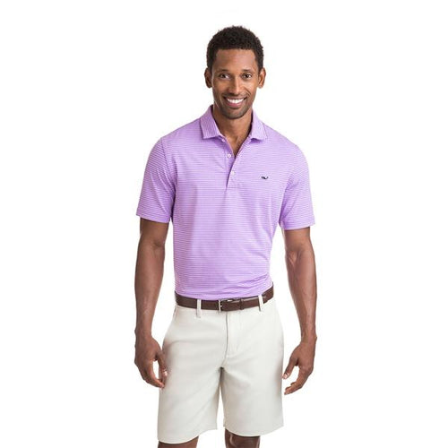 Vineyard Vines Men's Heathered Wilson Stripe Sankaty Performance Polo 1K2202 Sea Urchin