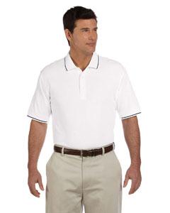 devon & jones_d113_white/ navy_company_logo_polos