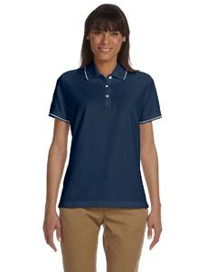 devon & jones_d113w_navy/ white_company_logo_polos