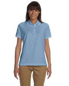 devon & jones_d113w_slate blue/ white_company_logo_polos