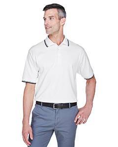 devon & jones_d140_white/ navy_company_logo_polos